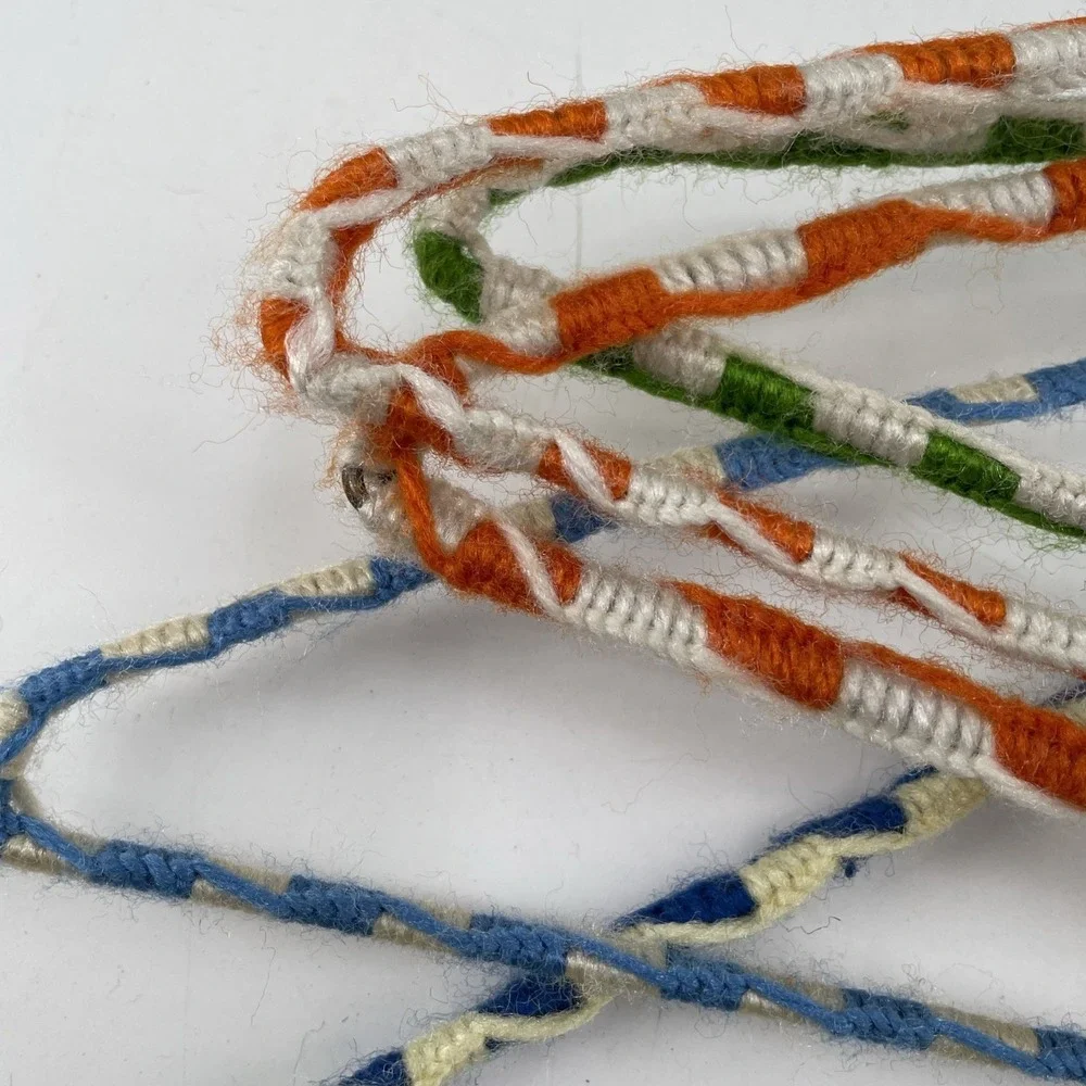 Vtg Crochet Yarn Covered Hangers Pom Pom Sturdy Double Wire Anti Slip Boho (b)